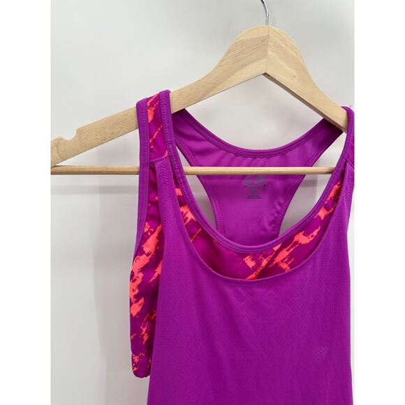 Champion Purple Neon Printed Built In Sports Bra Tank Top Women's Small S NWT - Picture 3 of 8